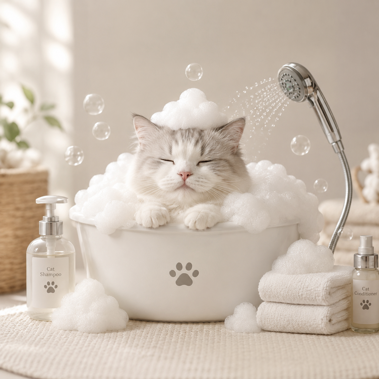 ラテスパでうっとり眠る猫